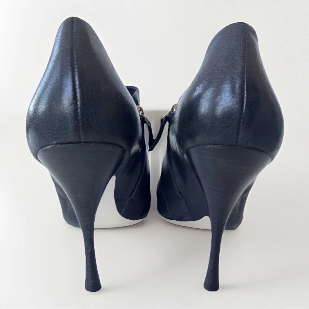 Tory Burch Lorelei Black Leather Stiletto Heel Ankle Boot Bootie Size 9.5 - Picture 7 of 10